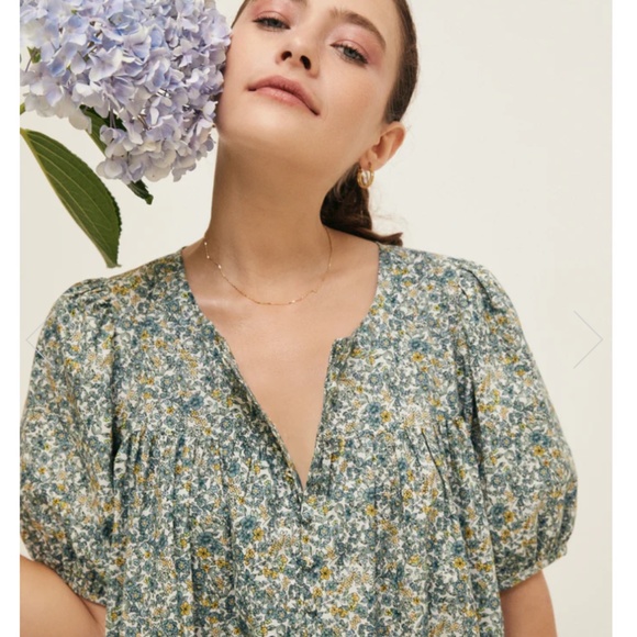 Floral Mini Dress in Blue and Green - Picture 2 of 3